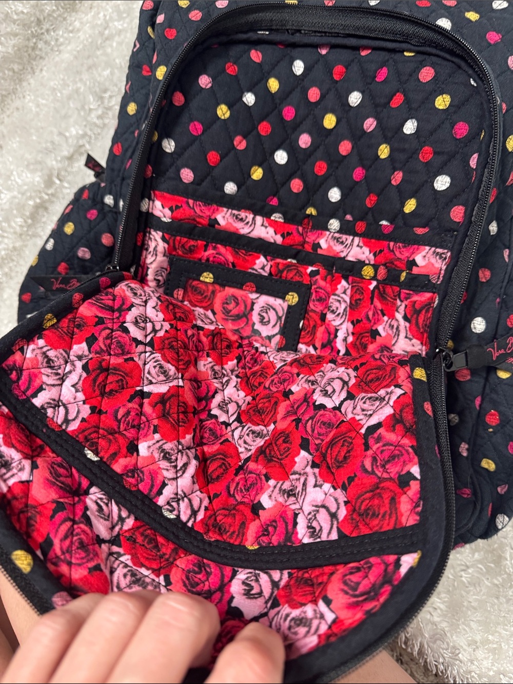 Vera Bradley polka dot back pack full size. - Picture 3 of 9